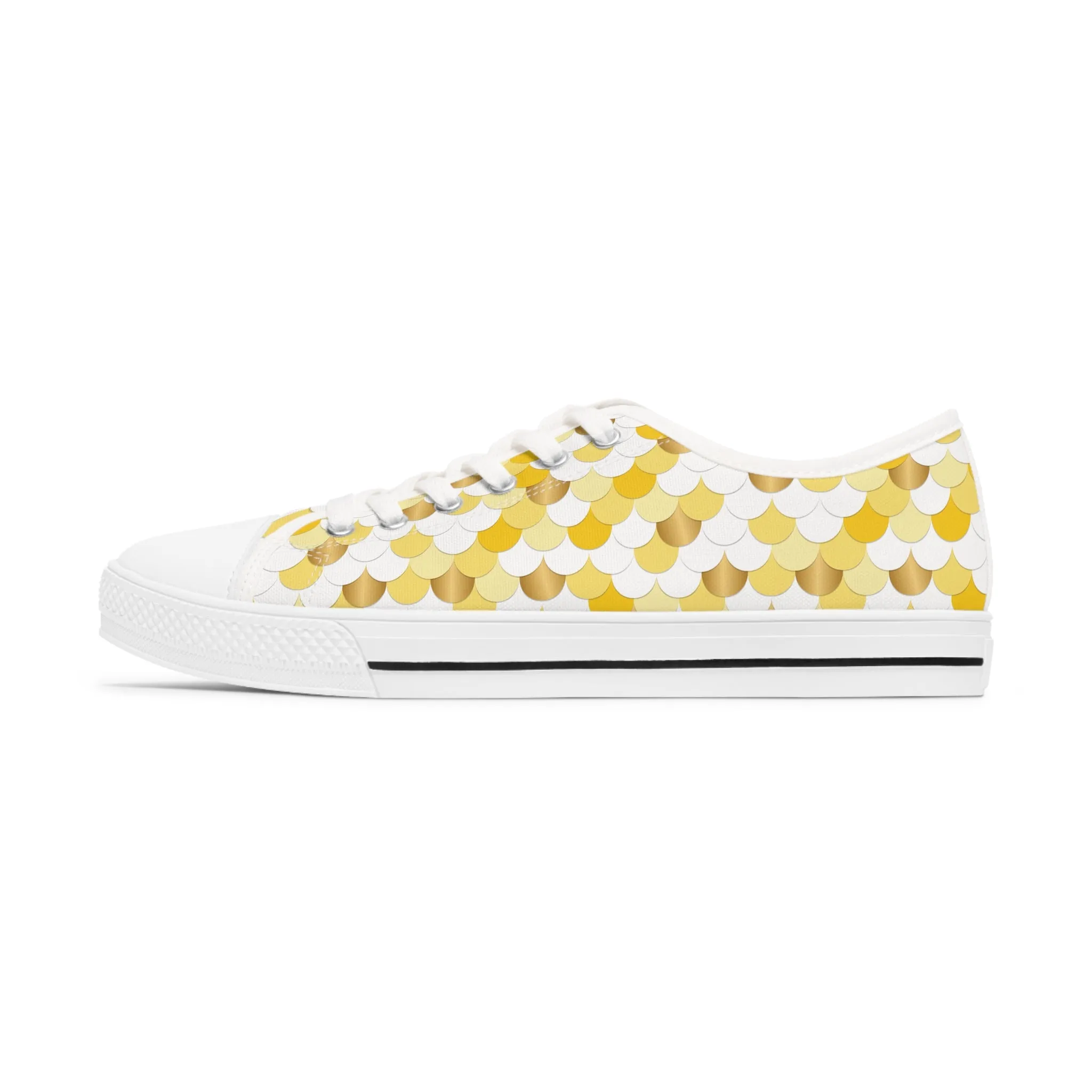 Yellow and White Fish Women's Low Top Sneakers