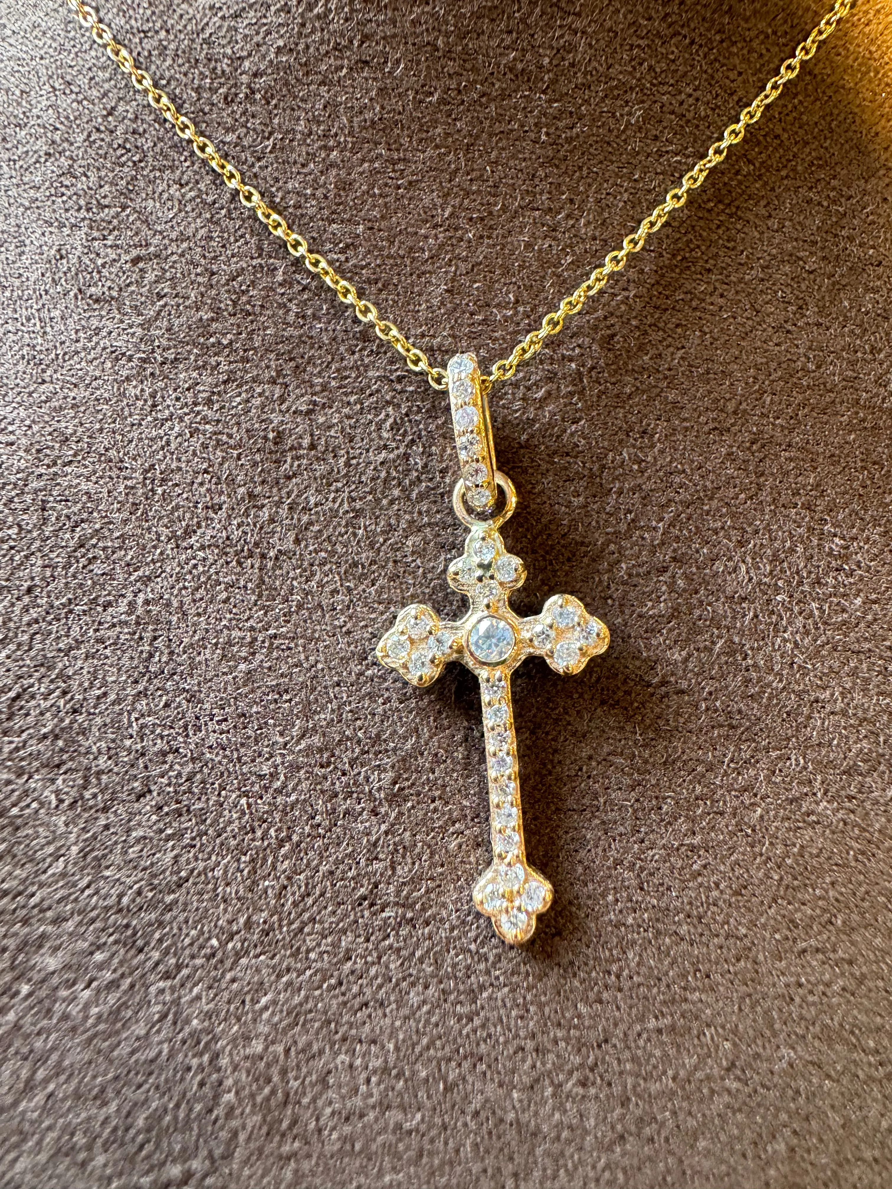 Yellow Gold Diamond Cross