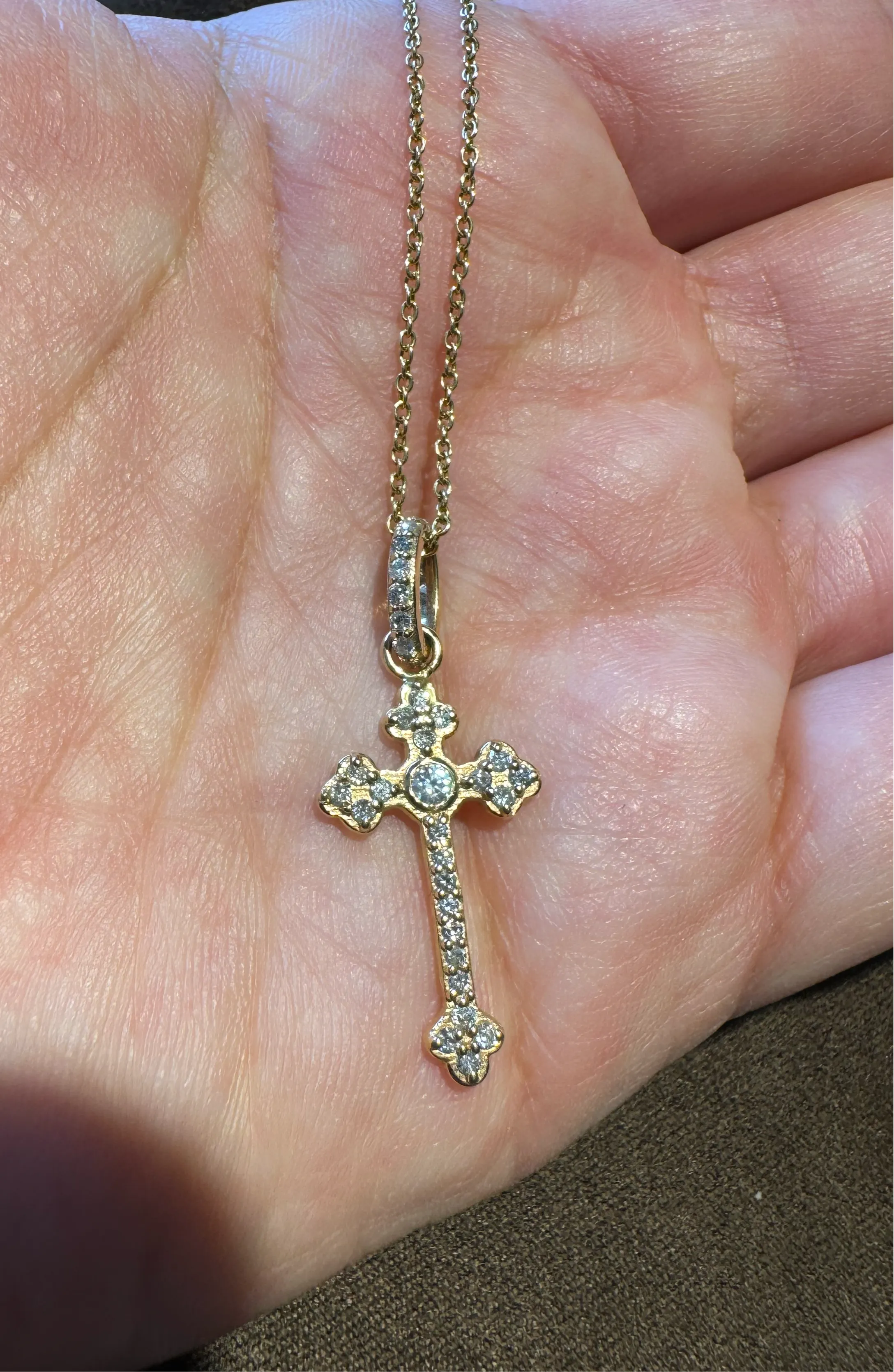 Yellow Gold Diamond Cross