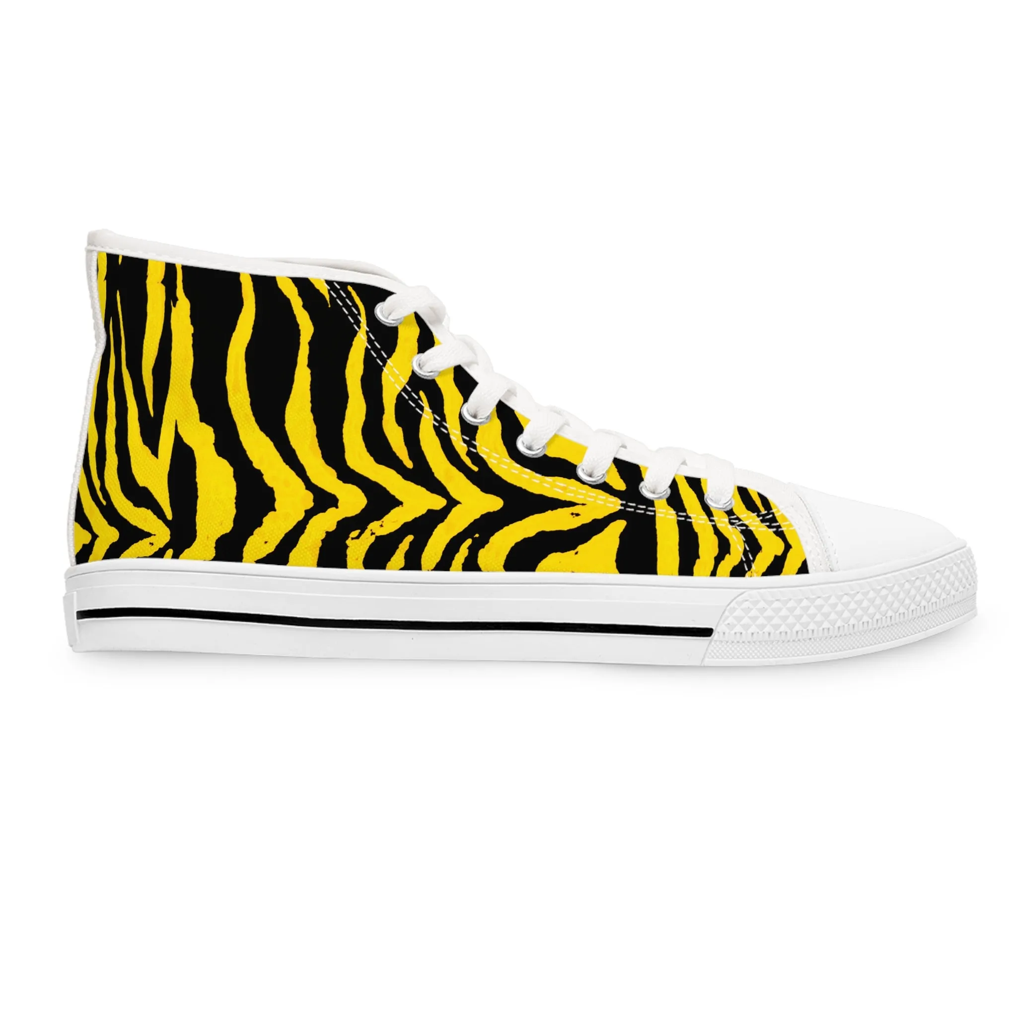 Yellow Zebra Stripes Women's High Top Sneakers