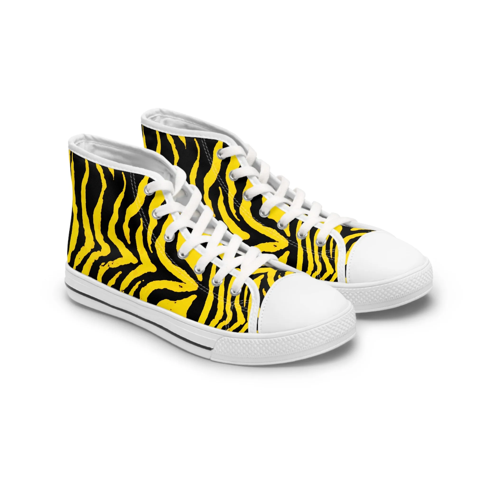 Yellow Zebra Stripes Women's High Top Sneakers